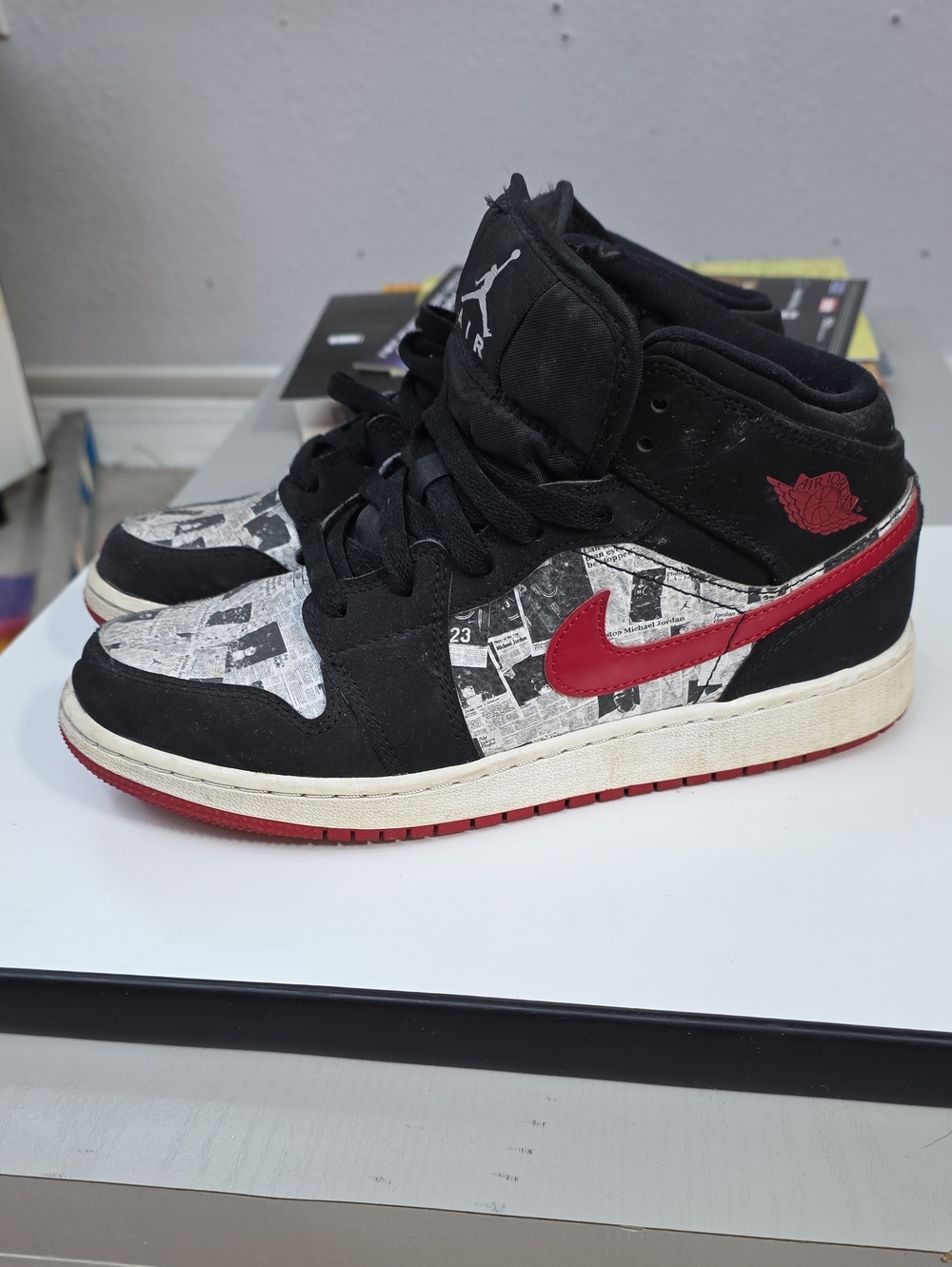 Jordan Kids' Mid-Top Sneakers in Black, Red, White